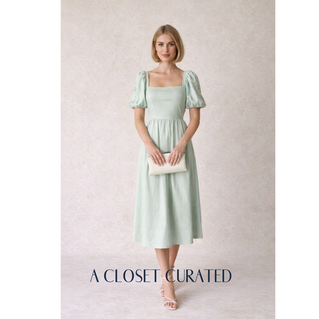 St. Roche Vista Organic Cotton Midi Dress 6 Blue Nwt